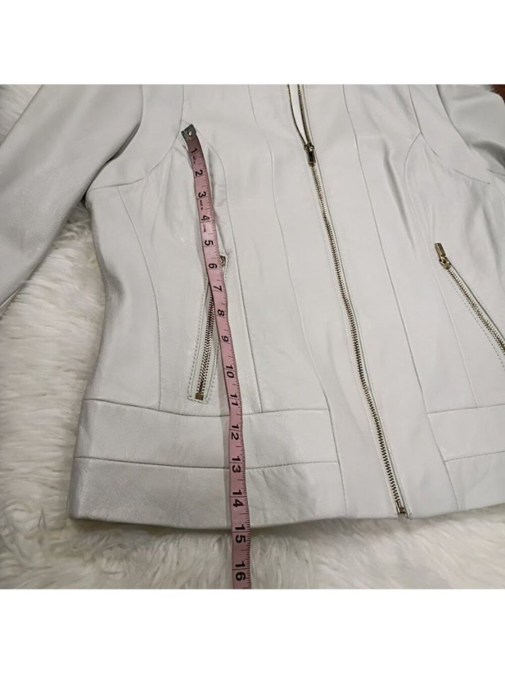 Wilsons Leather M Buttersoft Womens Slate White Clean Preppy Jacket Zip Pockets - Picture 12 of 16